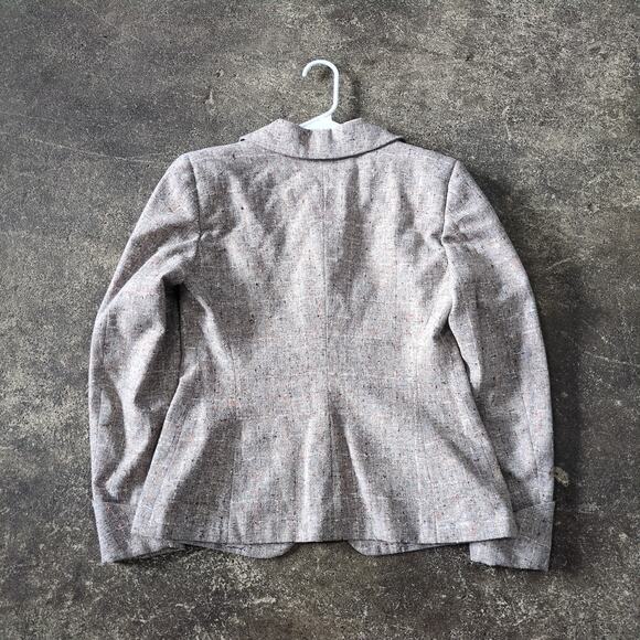 Vintage 70s Stonefield Tweed Blazer Skirt Suit Womens S Tan 2 Piece Jacket Coat - Picture 4 of 16